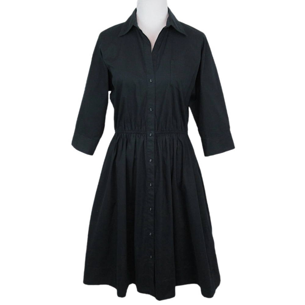 WORTH Dark Blue Button Front Midi Shirt Dress Women's Size Small